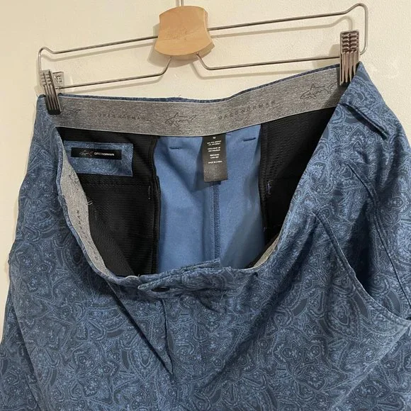 Greg Norman Men's Size 36 Blue Paisley Print Athletic Golf Shorts 90% Polyester - Picture 3 of 9